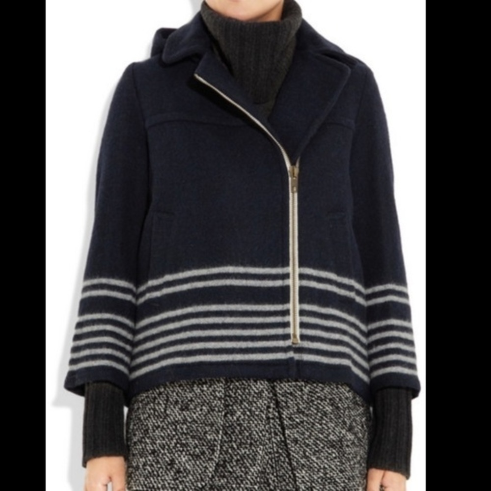 BAND of Outsiders Boy. Navy Wool Hooded Parka